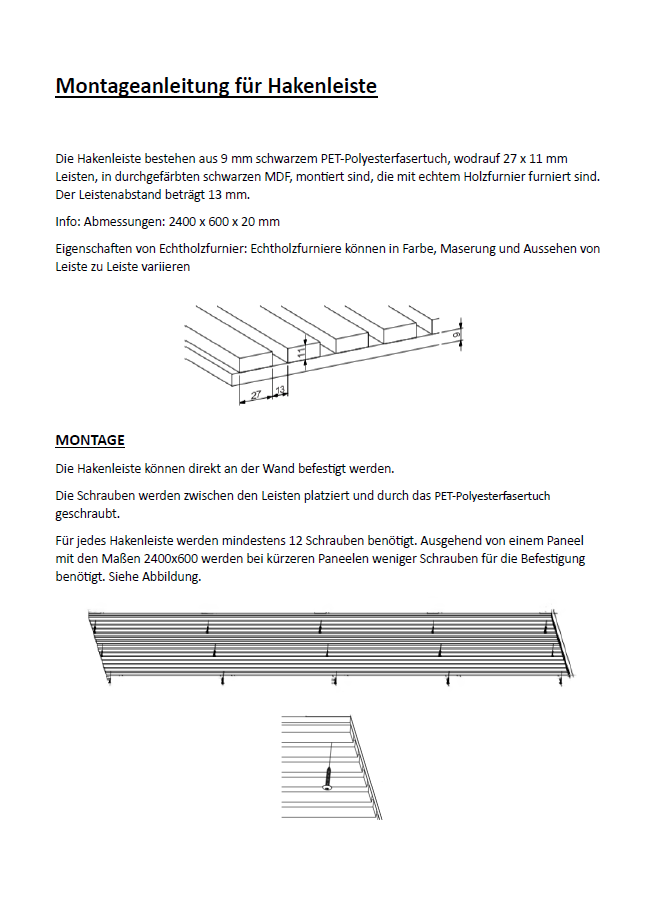 HAKENLEISTE 240 cm (5 Haken inkl.)