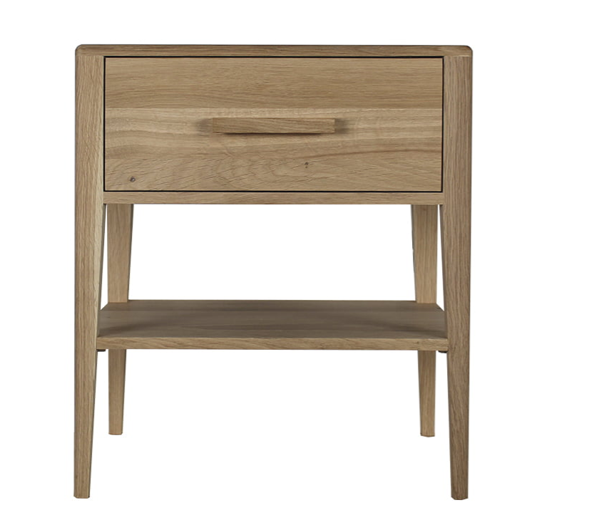 Museliving Nachttisch mit Ablage aus massiver Eiche