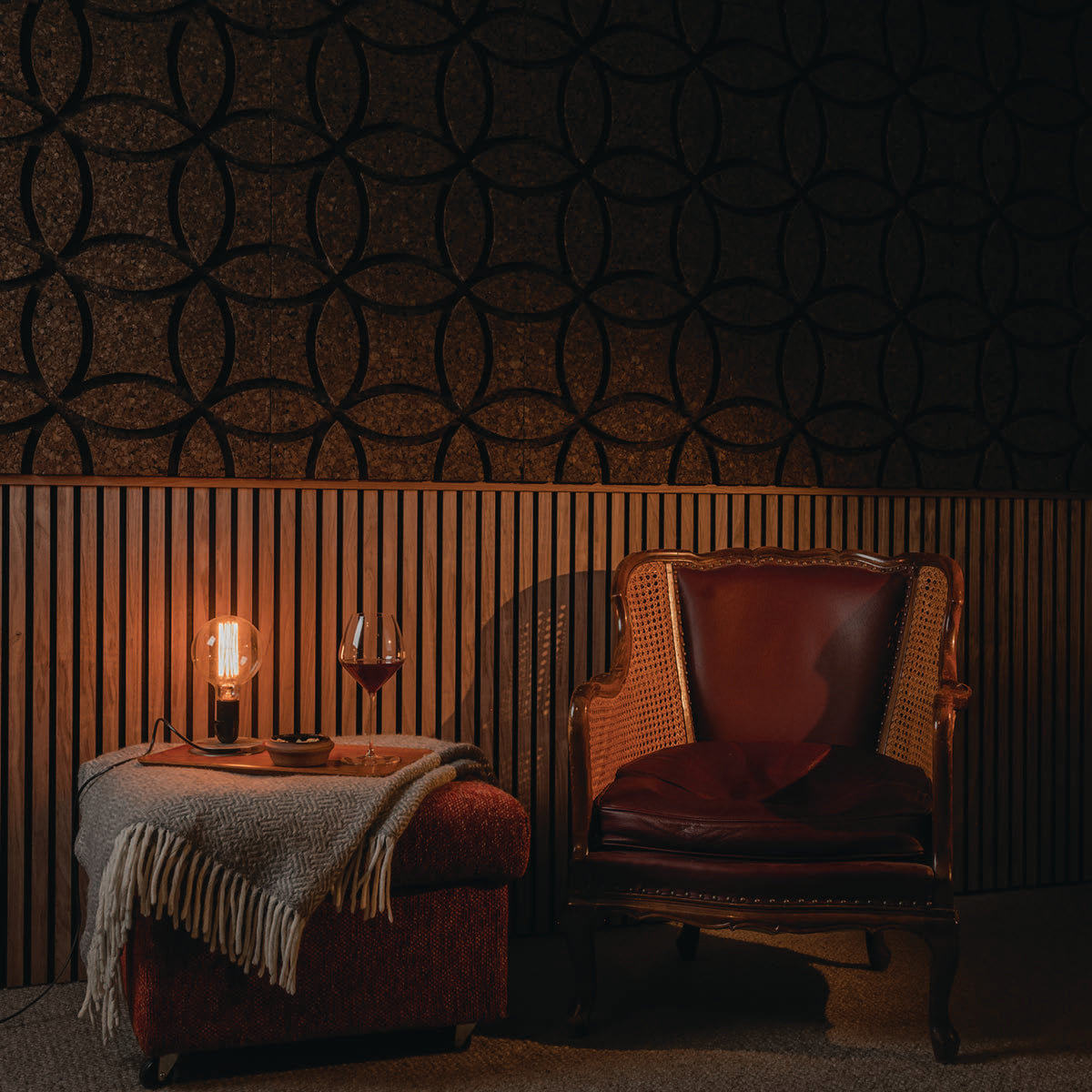 Korkwand mit Kreismuster M1 100 x 50 x 4 cm