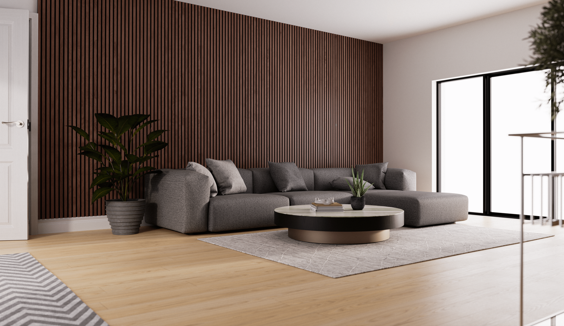 Koniseur - Akustikpaneel Ubh. schwarz Walnuss 2400×600