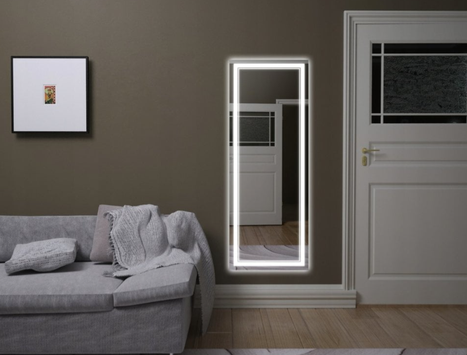 LED-Spiegel 60×160 Vertikal sandgestrahlt - Touch