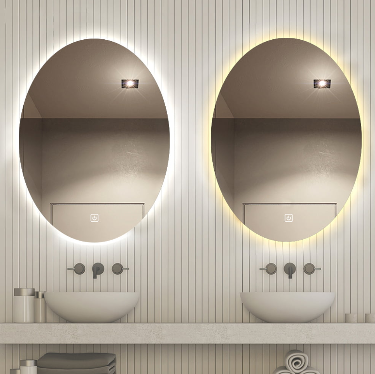 Ovaler Premium-Badspiegel mit LED, Anti-Beschlag und Sensor