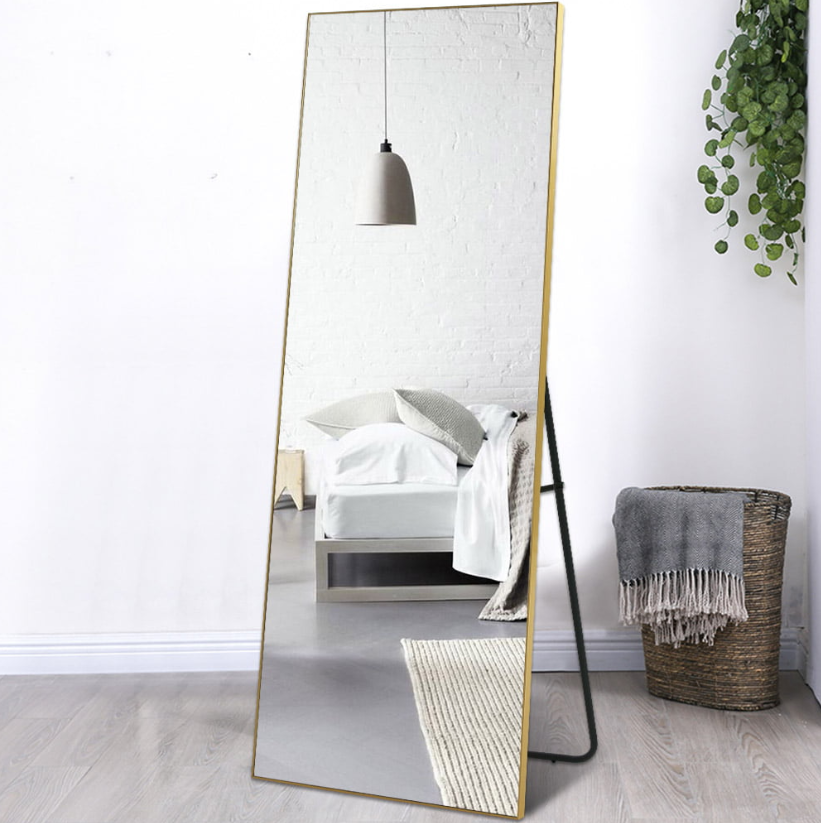 Hochwertiger Spiegel mit goldenem Aluminiumrahmen - Freistehend 70×170 cm